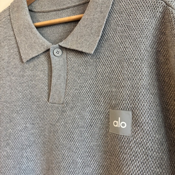 Alo Sports Club Sweater Knit Polo Grey Size XL - Picture 9 of 15